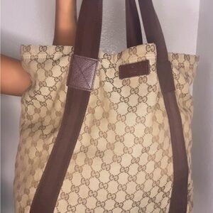 Gucci Beige and Brown Signature Tote